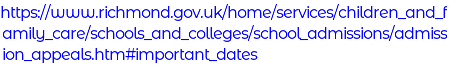 Secondary admissions appeals external link